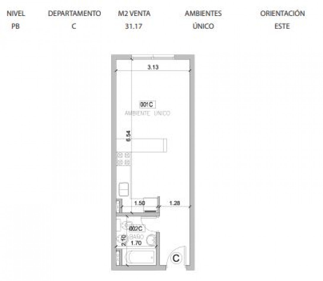 Monoambiente en venta