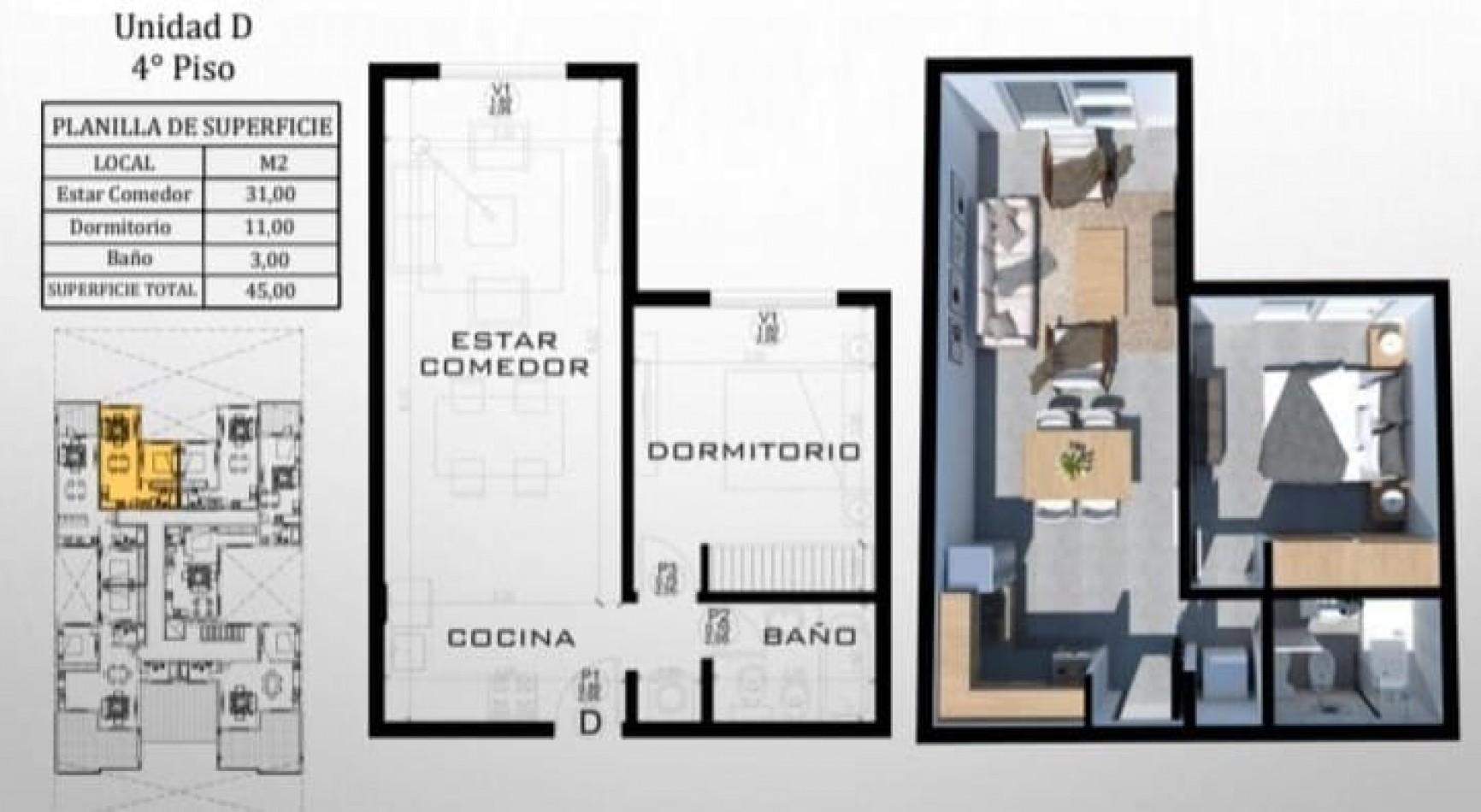 Departamento 2 ambientes con cochera en pozo - Oportunidad en radio centrico