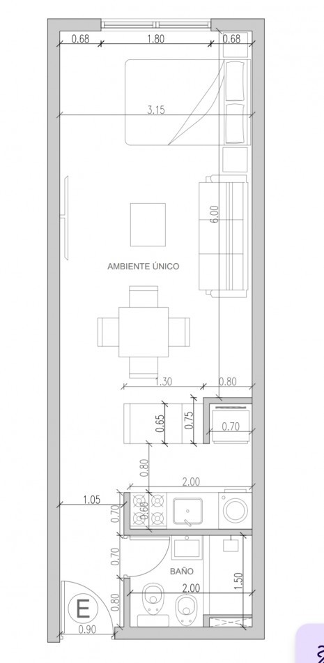 Monoambiente en venta - 32 m² + Cochera.